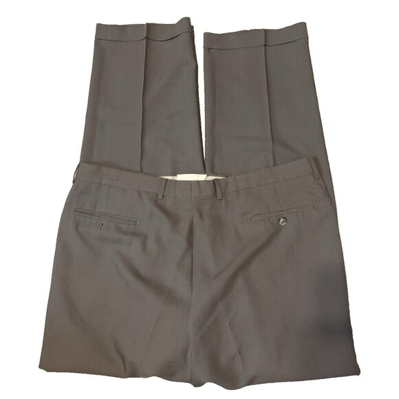 Lanificio D' Adorno Super 110 Wool Dress Pants 40 x 30 Brown Classic Cuffed - Picture 2 of 9